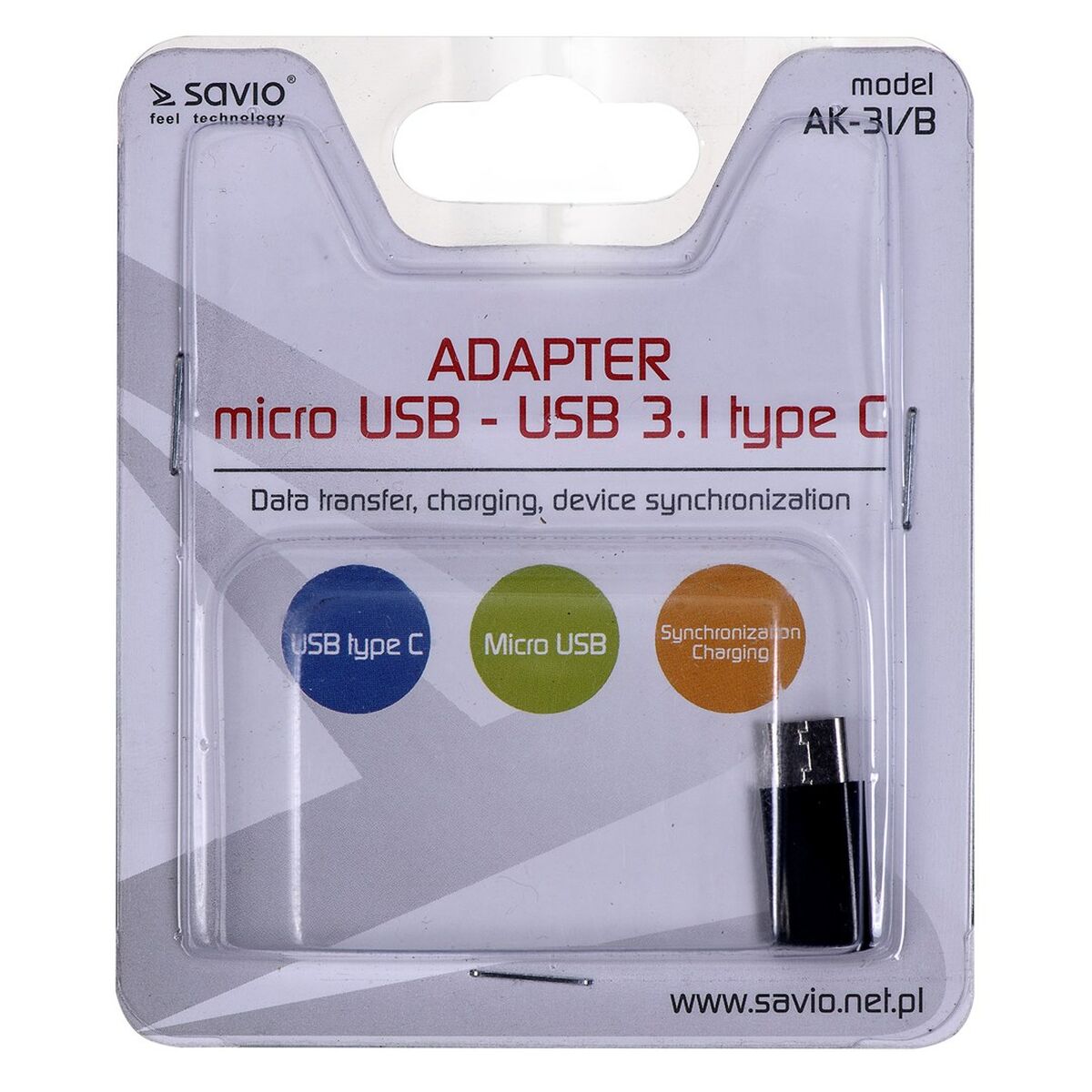 Adattatore Micro USB con USB-C Savio AK-31 / B