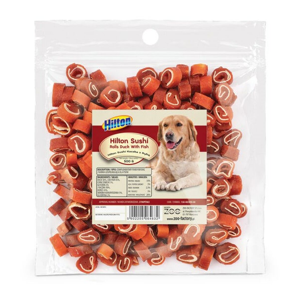 Snack per Cani Hilton Sushi Rolls Anatra Baccalà 500 g