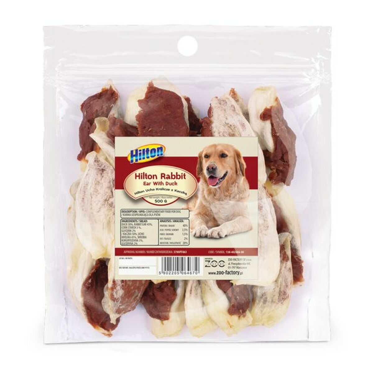 Snack per Cani Hilton Anatra Coniglio 500 g