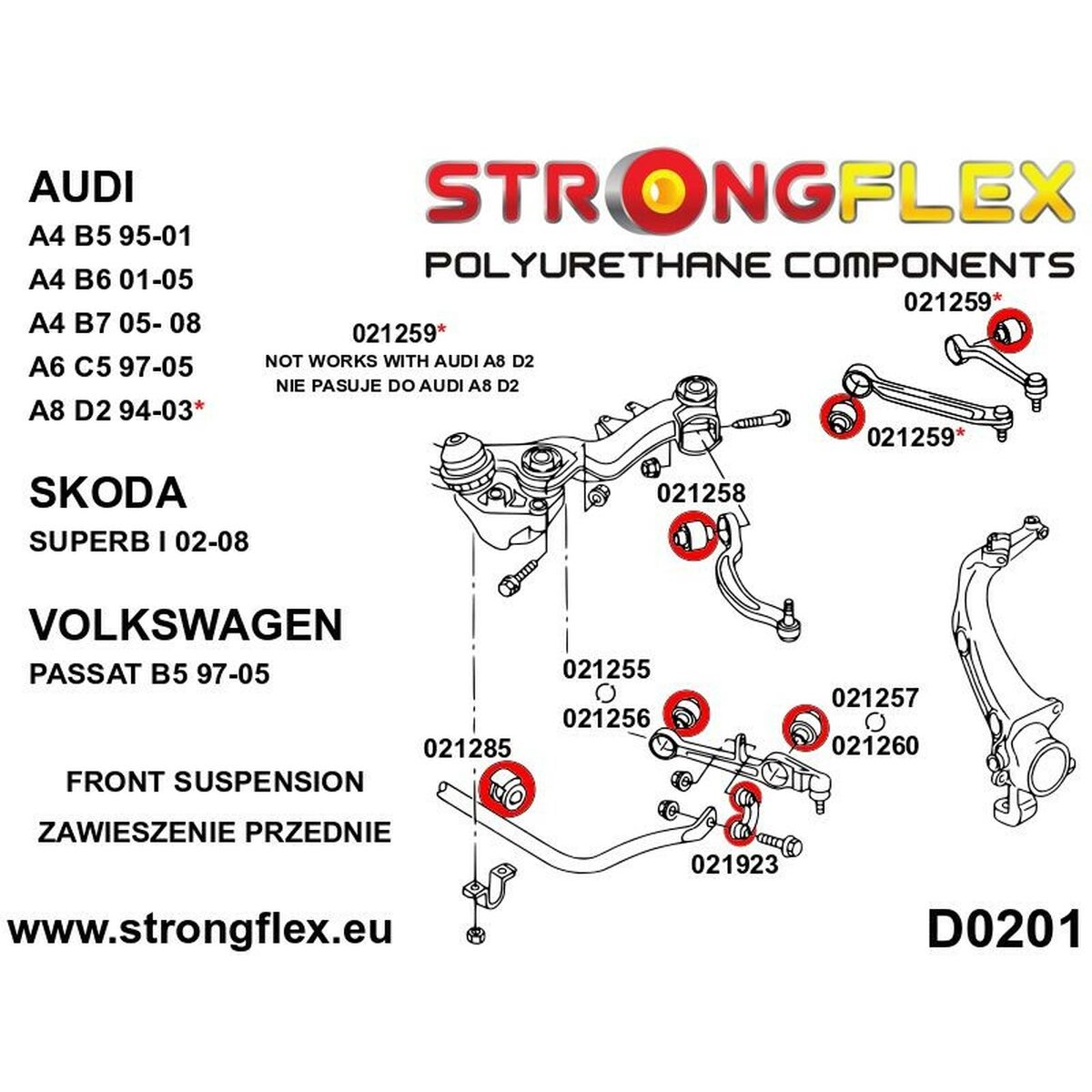 Silentblock Strongflex STF021260AX2 Inferiore Delantera 2 Pezzi