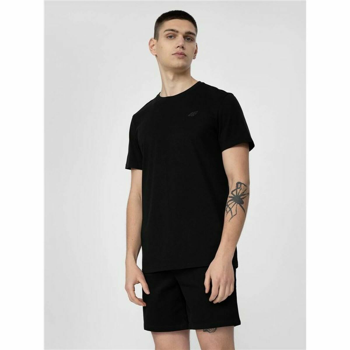 Maglia a Maniche Corte Uomo 4F Regular Plain Nero