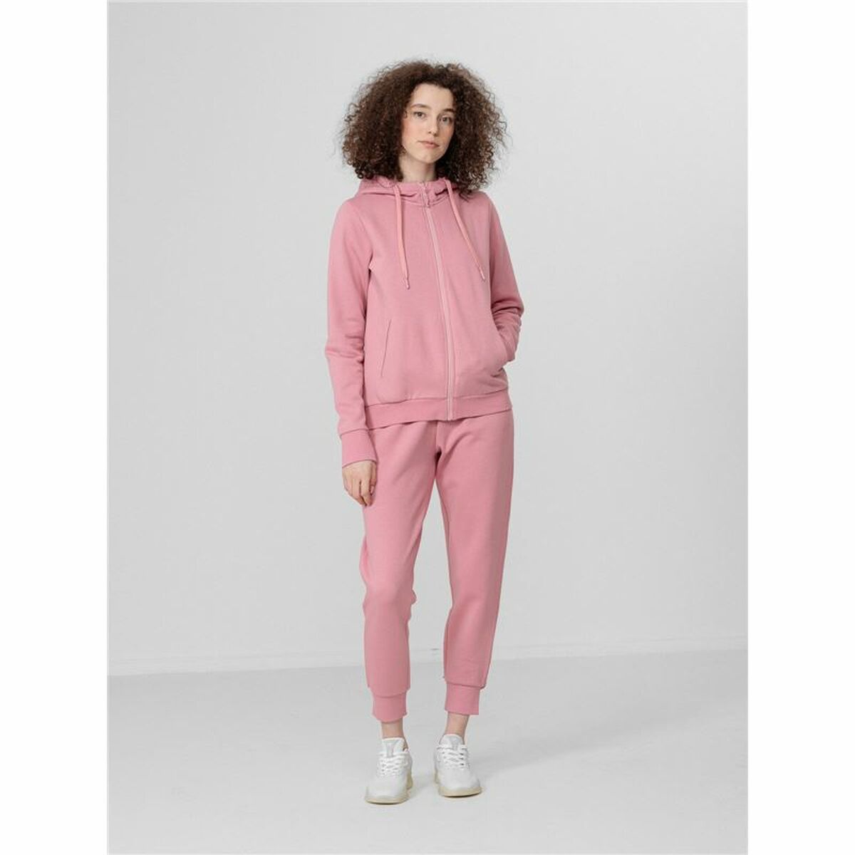 Felpa con Cappuccio Donna 4F Zip Up Rosa