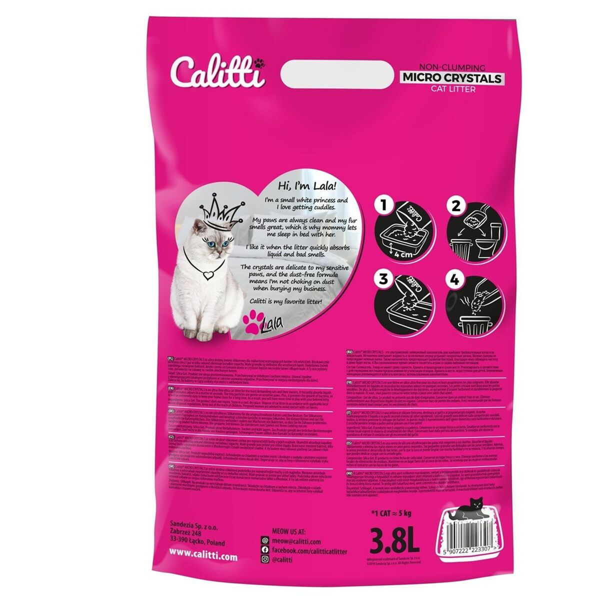 Sabbia per Gatti Calitti Micro Crystals Plastica 3,8 L