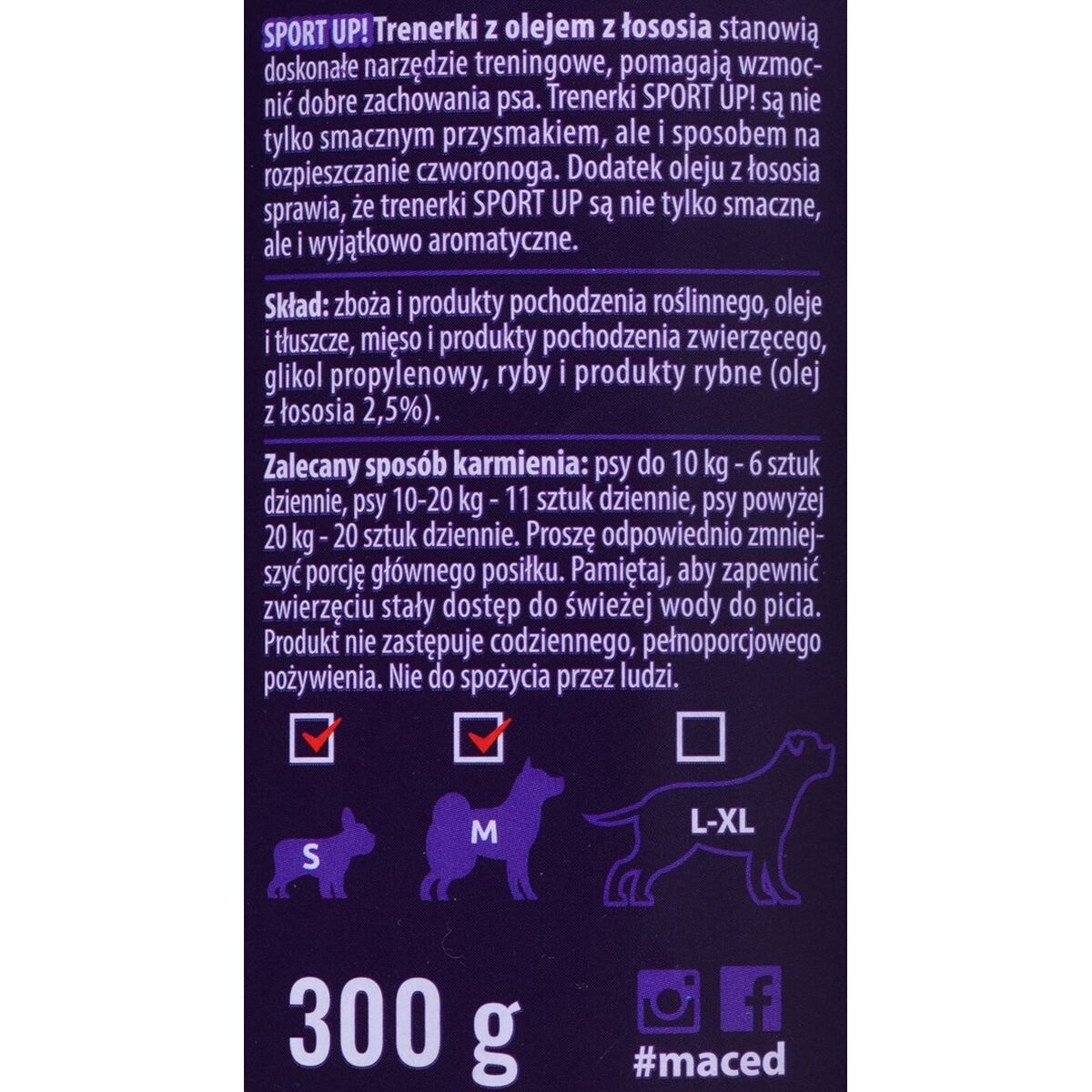 Snack per Cani Maced Sport Up! Salmone Carne 300 g