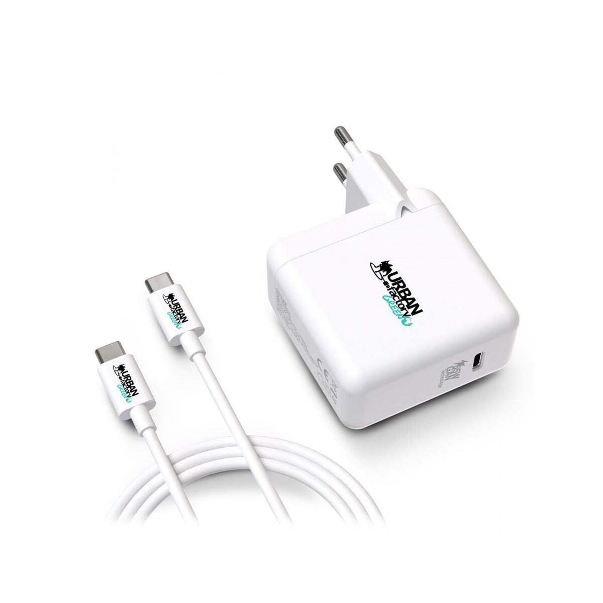 Caricabatterie da Parete + Cavo USB C Urban Factory GSC65UF Bianco