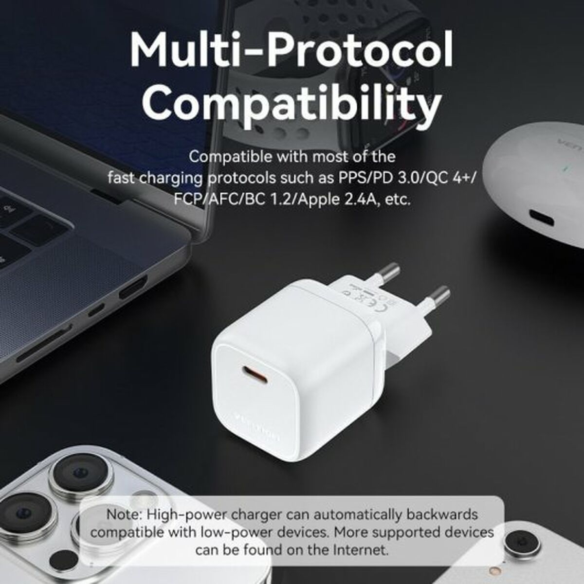 Caricabatterie da Parete Vention FAKW0-EU 30 W USB-C Bianco