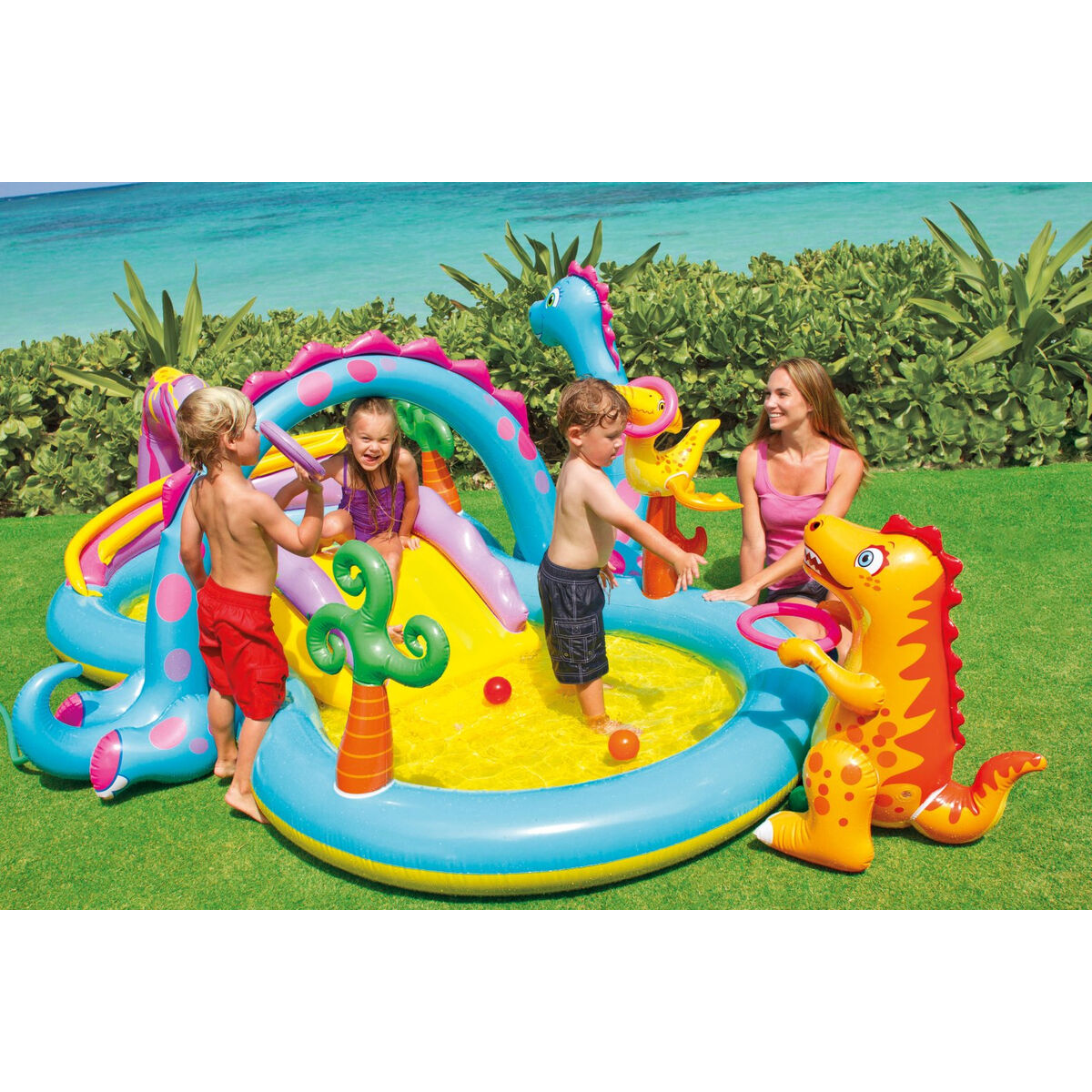 Piscina Gonfiabile per Bambini Intex   Dinosauri Parco giochi 302 x 112 x 229 cm 280 L