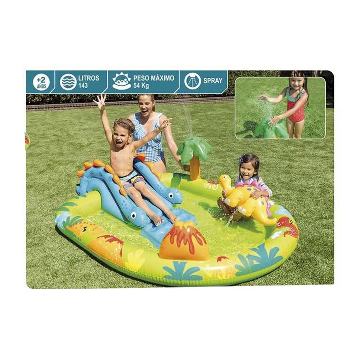 Piscina Gonfiabile per Bambini Intex 143 L 191 x 152 x 58 cm Dinosauri (191 x 152 x 58 cm)