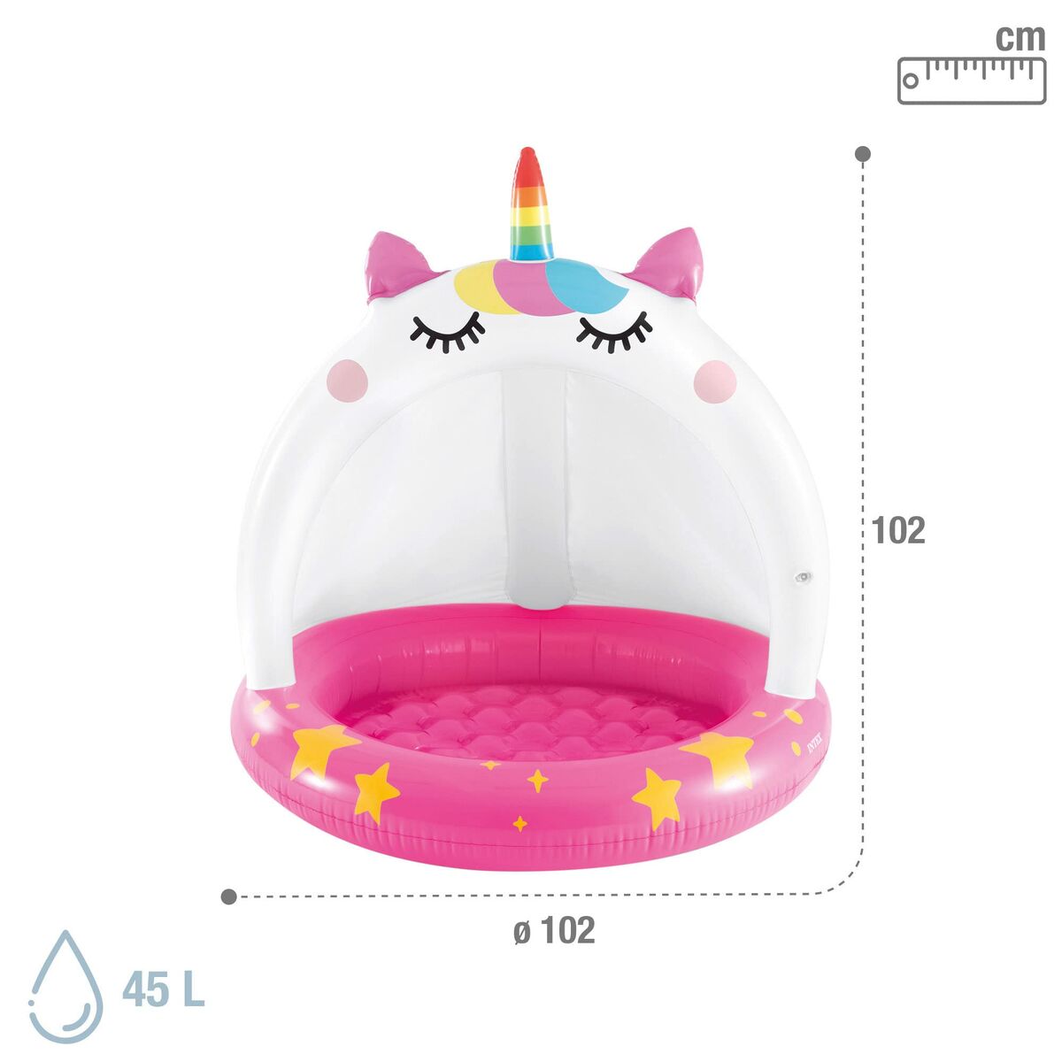 Piscina Gonfiabile per Bambini Intex Rosa Unicorno 102 x 102 cm