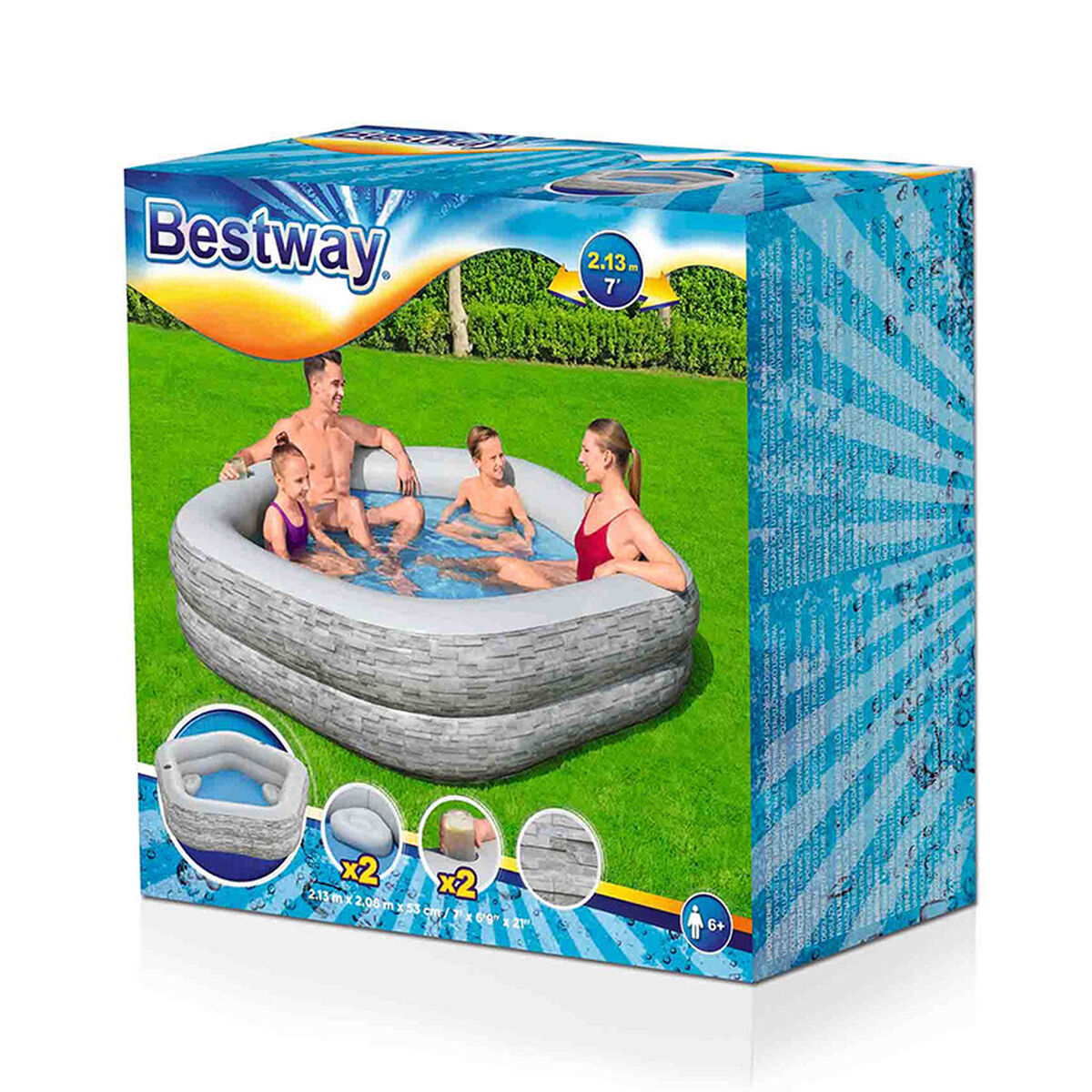 Piscina Gonfiabile Bestway Grigio 213 x 206 x 53 cm