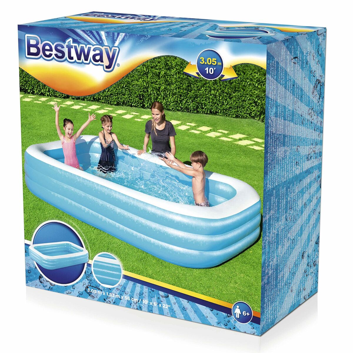 Piscina Gonfiabile per Bambini Bestway 305 x 183 x 56 cm Azzurro