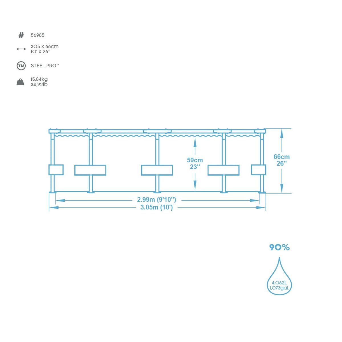 Piscina Smontabile Bestway Steel Pro 305 x 66 cm