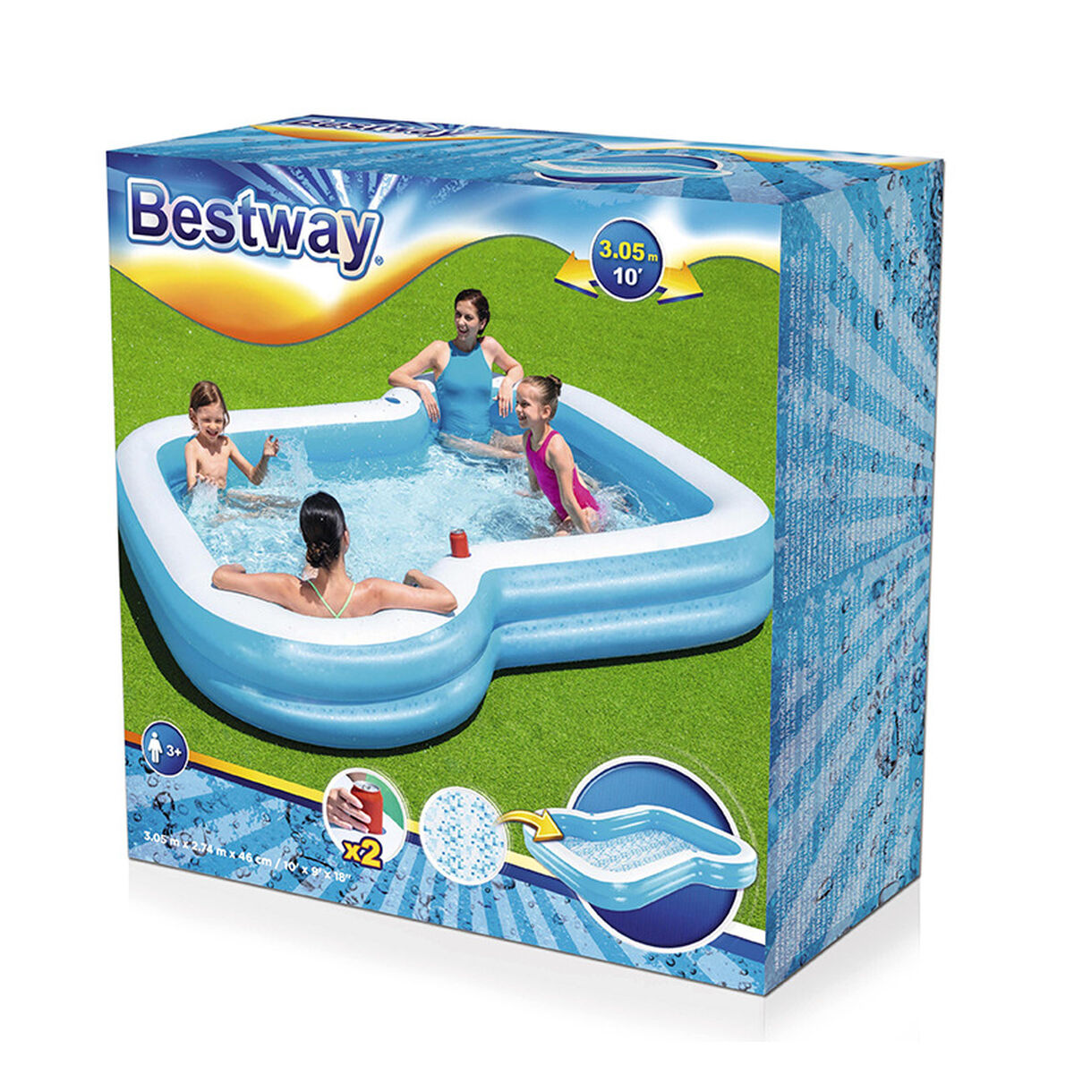 Piscina Gonfiabile per Bambini Bestway 305 x 274 x 46 cm Bianco