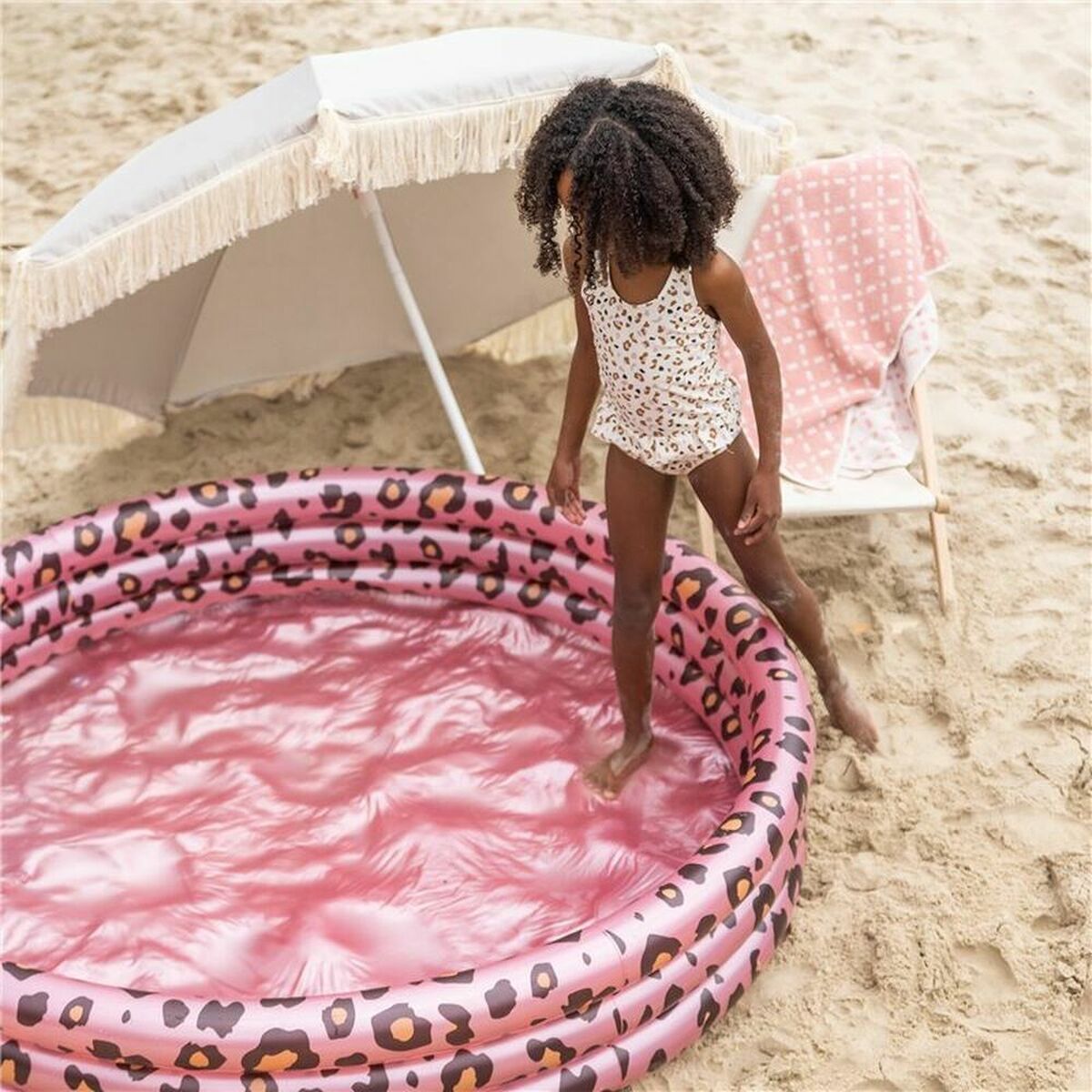 Piscina Gonfiabile Swim Essentials Leopard Rosa chiaro Ø 150 cm