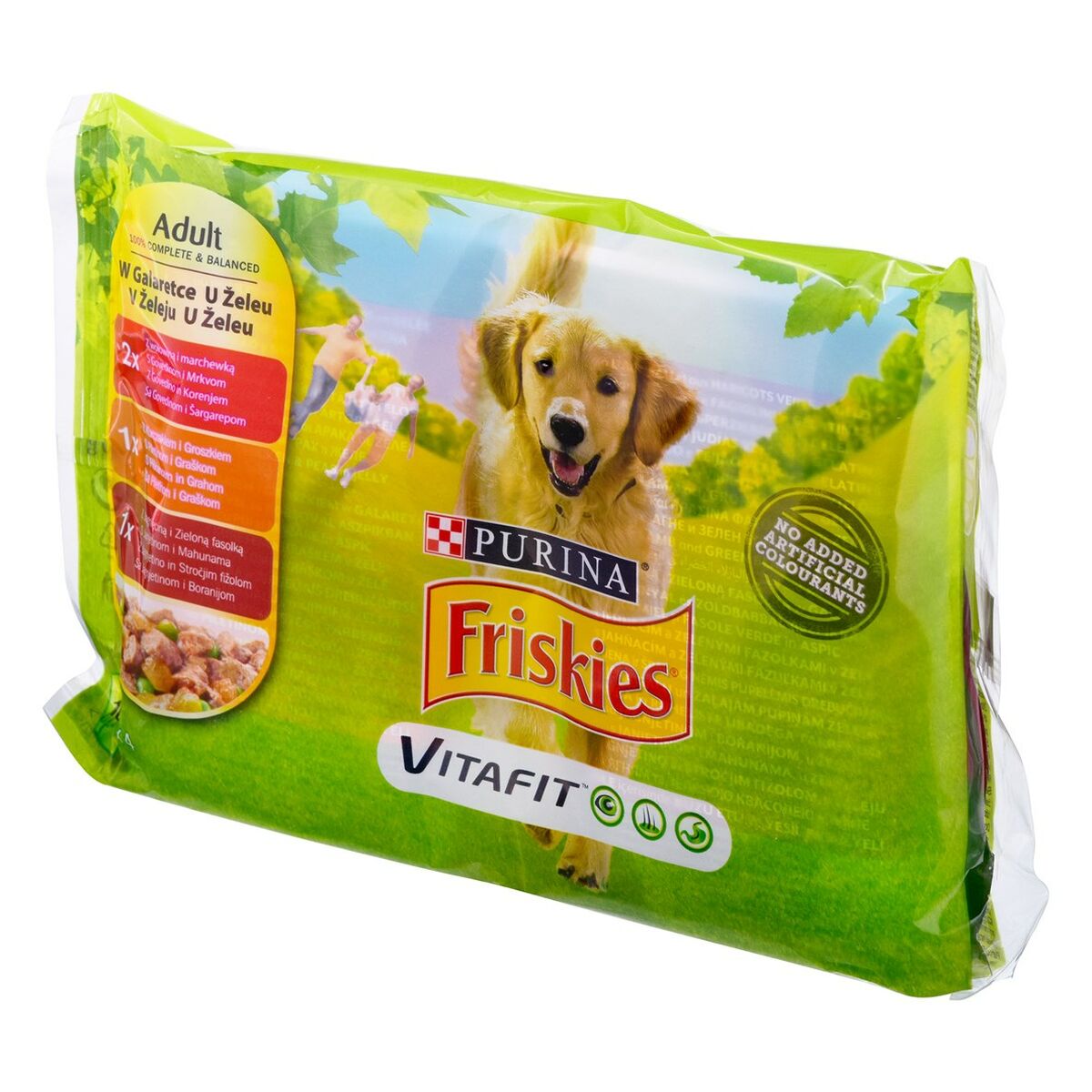 Cibo umido Purina Friskies Pollo Carne di vitello Agnello Piselli Fagiolini Verdi Carota 4 x 100 g