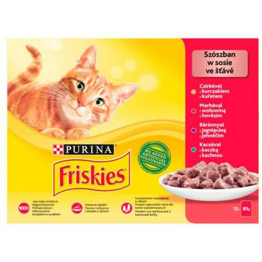 Cibo per gatti Purina Friskies Mix Pollo Carne di vitello Agnello Anatra 12 x 85 g