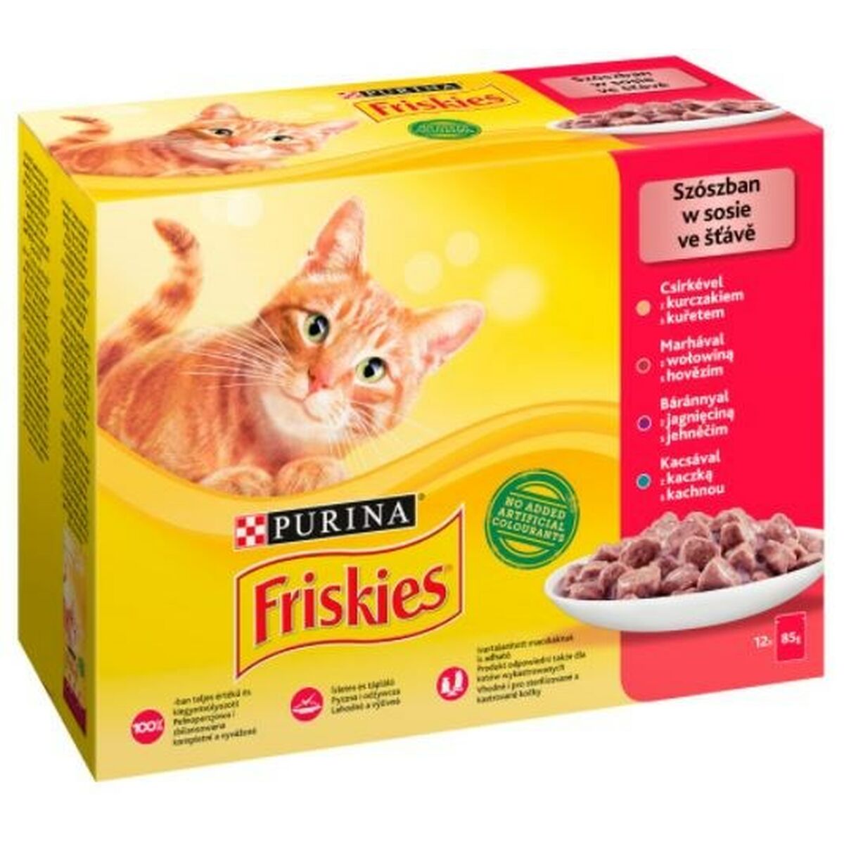 Cibo per gatti Purina Friskies Mix Pollo Carne di vitello Agnello Anatra 12 x 85 g