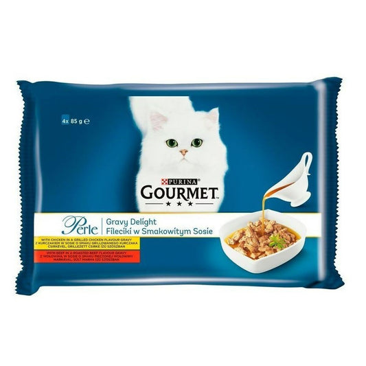 Cibo per gatti Purina GRMT Perle Pollo Carne di vitello 4 x 85 g