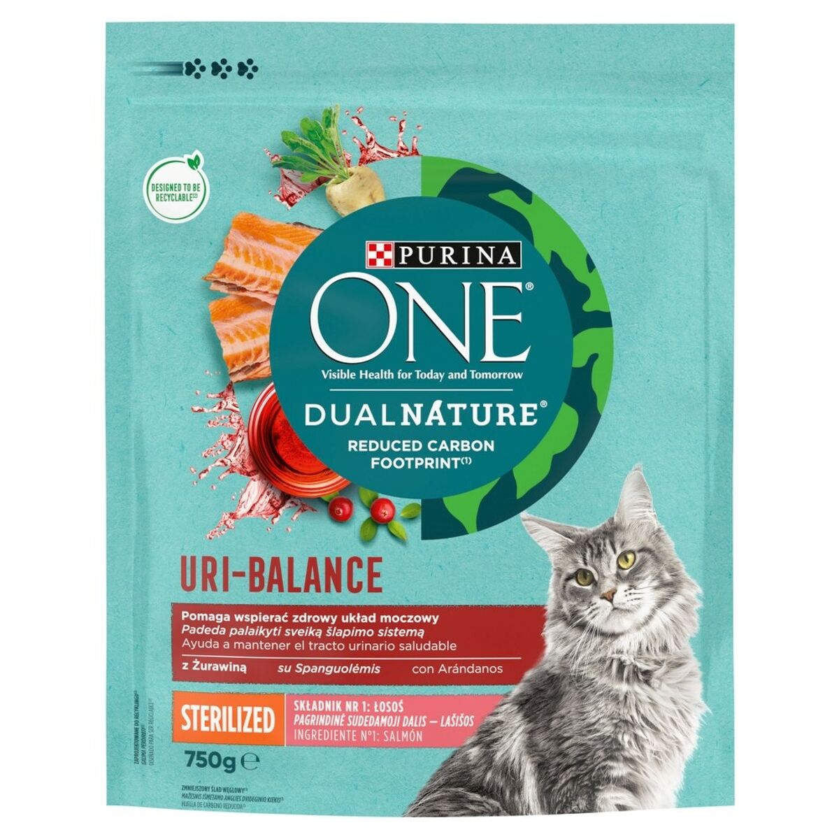 Cibo per gatti Purina Dual Nature Uri-Balance Sterilized Adulto Salmone 750 g