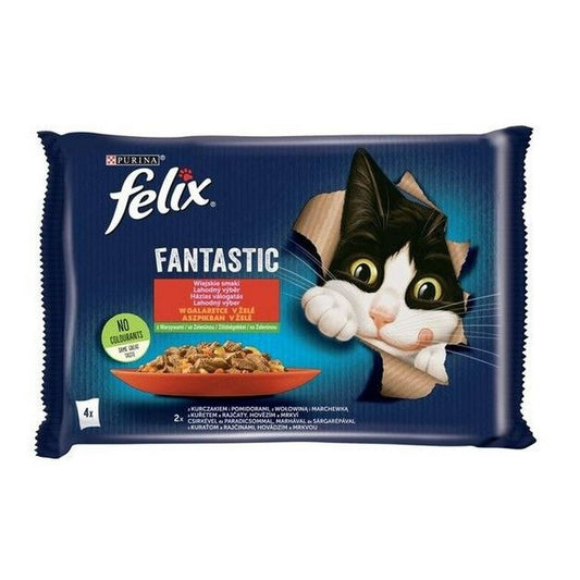 Cibo per gatti Purina Felix Fantastic Pollo Carne di vitello Carota Pomodoro 340 g