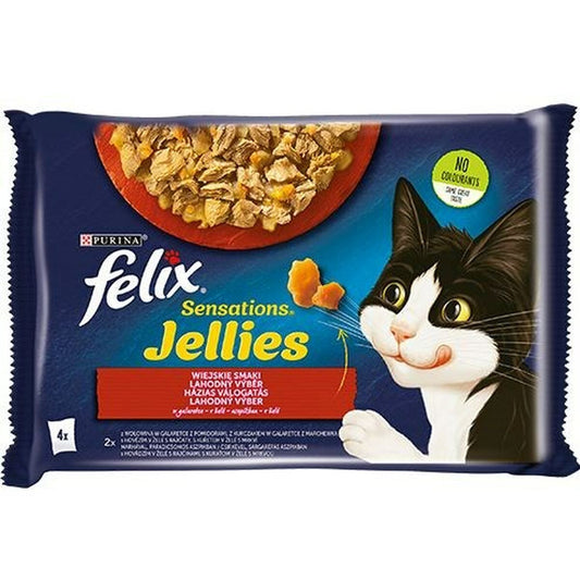 Cibo per gatti Purina Felix Sensations Pollo Carne di vitello Carota Pomodoro 4 x 85 g