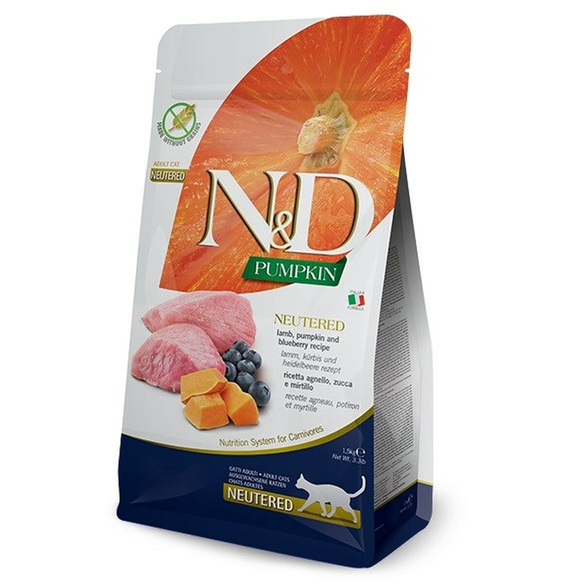 Cibo per gatti Farmina Neutered Adult Adulto Mirtillo Agnello Zucca 1,5 Kg