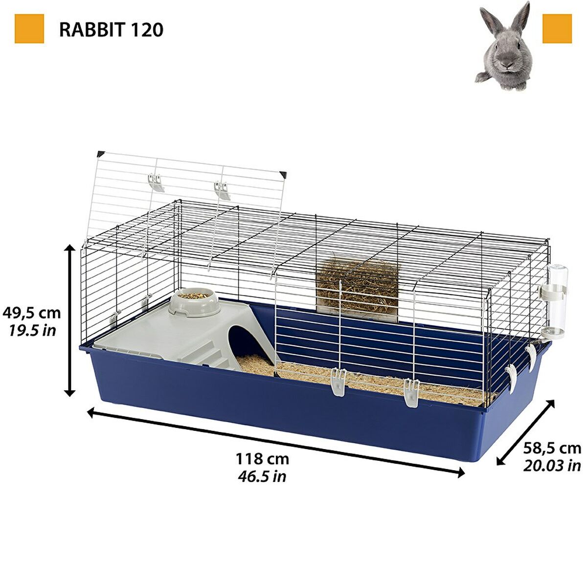 Gabbia Ferplast Rabbit 120 Metallo Plastica 11,8 x 58,5 x 49,5 cm