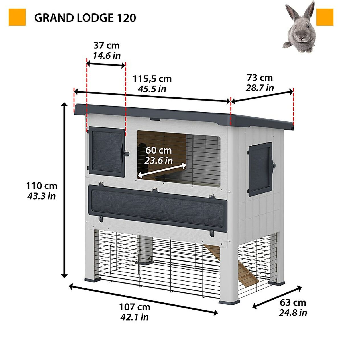 Gabbia Ferplast Grand Lodge 120 Metallo Plastica 115,5 x 110 x 73 cm