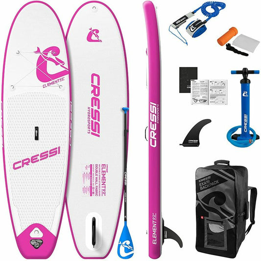 Tavola da Paddle Surf Gonfiabile con Accessori Element  All Round Cressi-Sub 9,2" Bianco Trasparente Bianco/Rosa