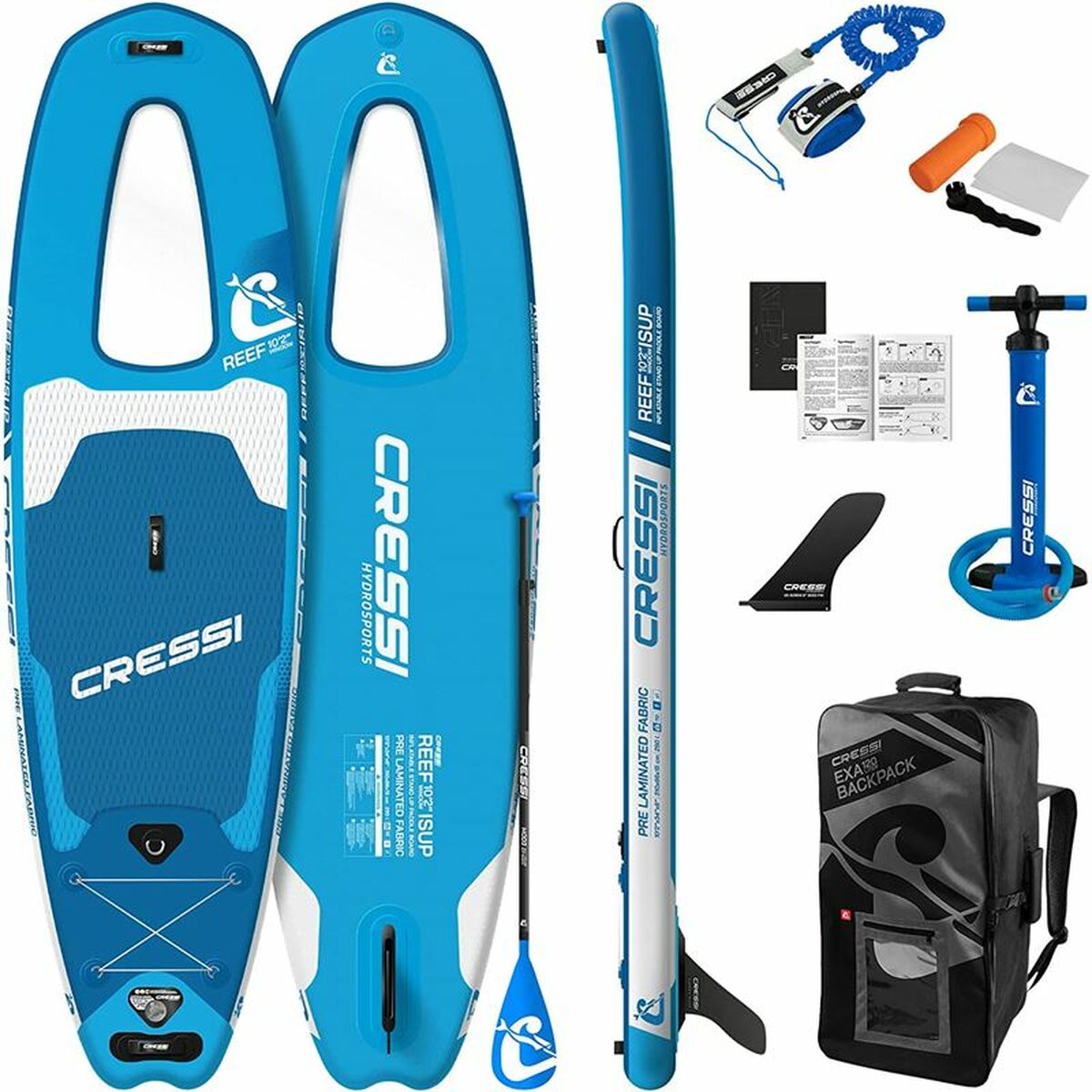 Tavola da Paddle Surf Gonfiabile con Accessori Reef Window Cressi-Sub 10,2" Azzurro