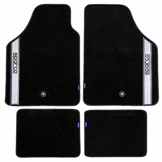 Set di Tappetini per Auto Sparco Nero/Argentato Grigio Argentato Tappeto (4 pcs)