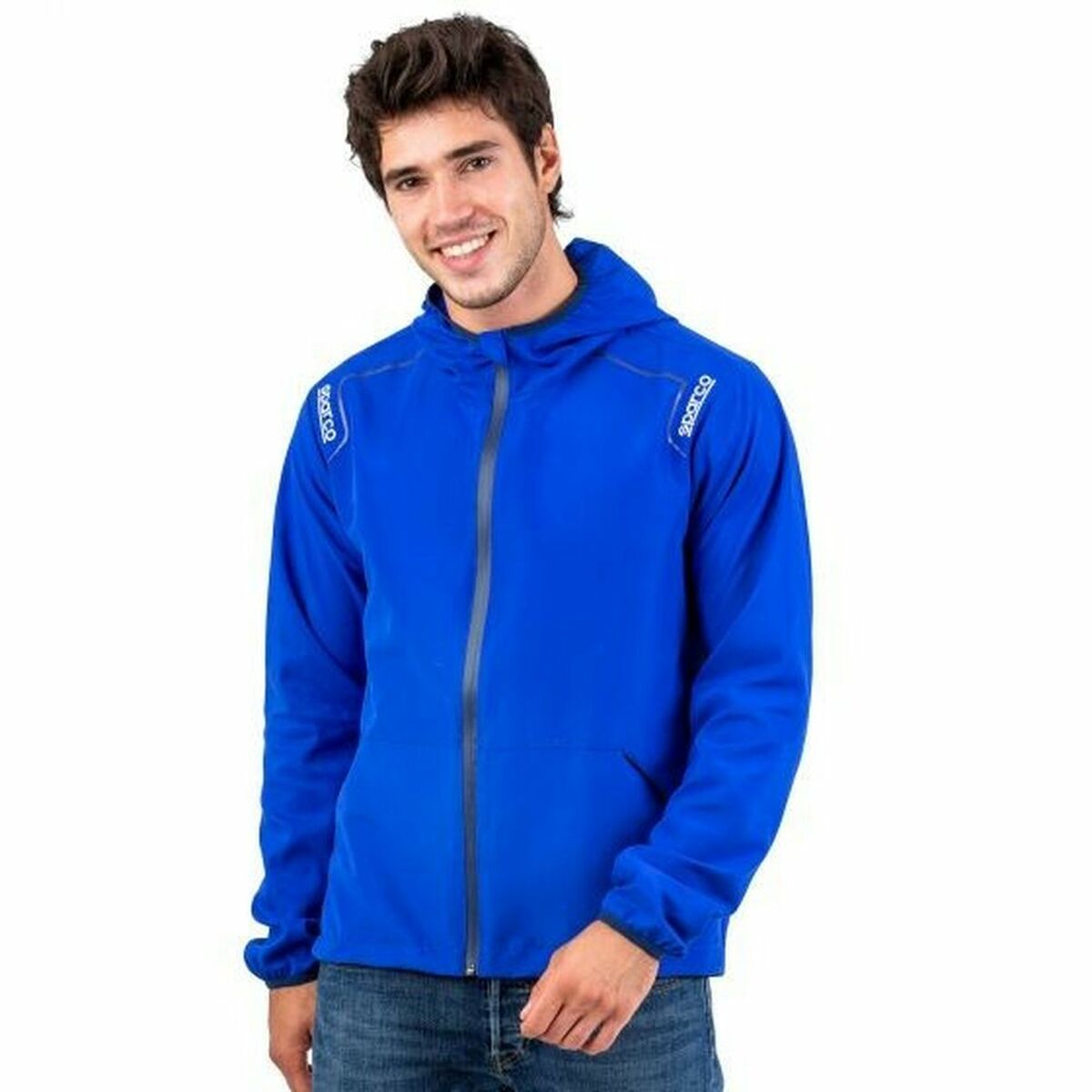 Felpa con Cappuccio Sparco NEW WIND STOPPER Azzurro Taglia XXL