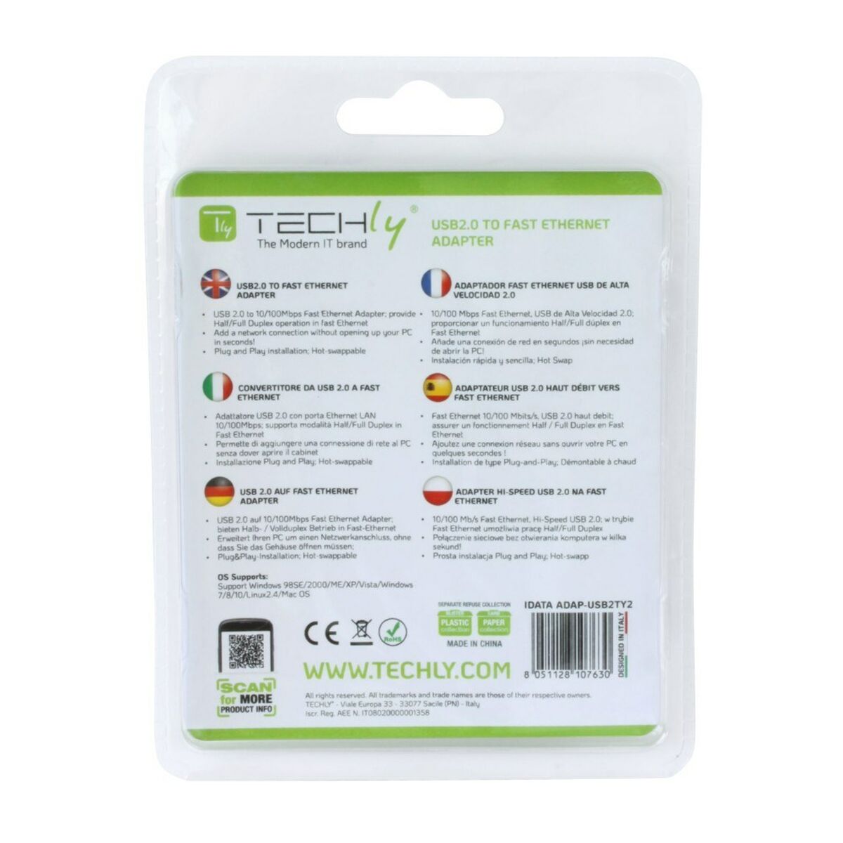 Adattatore USB con Ethernet Techly 107630 15 cm