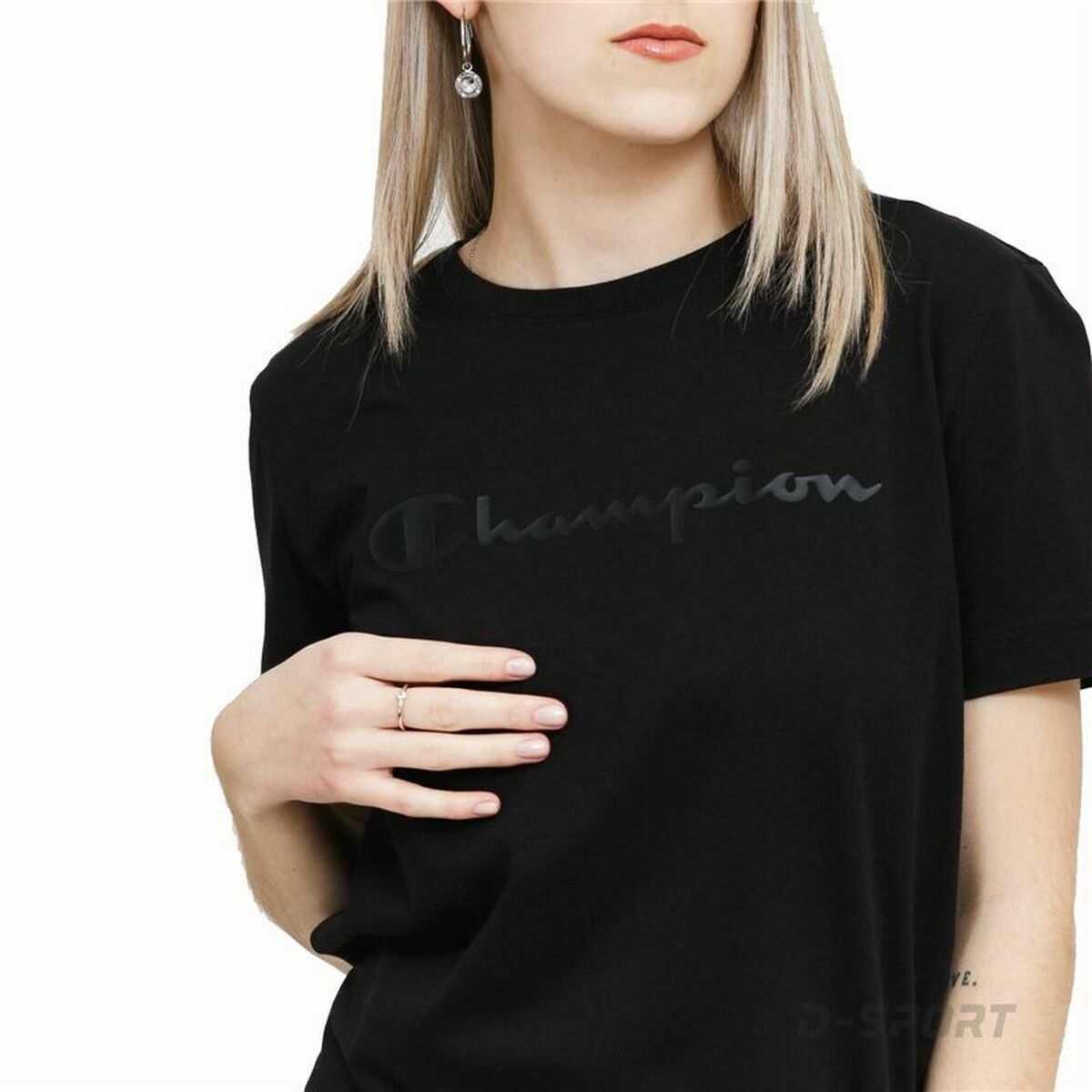 Maglia a Maniche Corte Donna Champion Crewneck  Nero