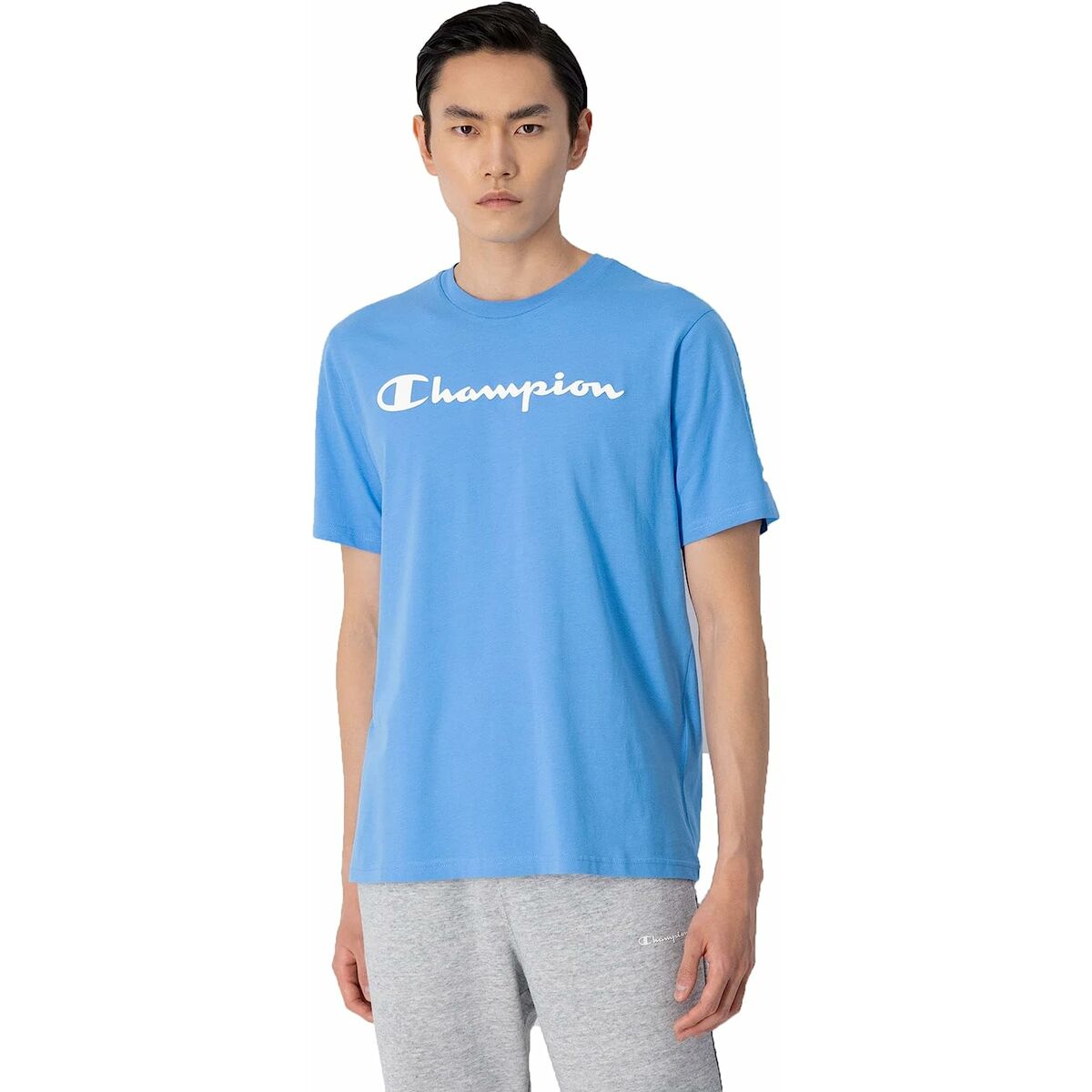 Maglia a Maniche Corte Uomo Champion Crewneck Azzurro