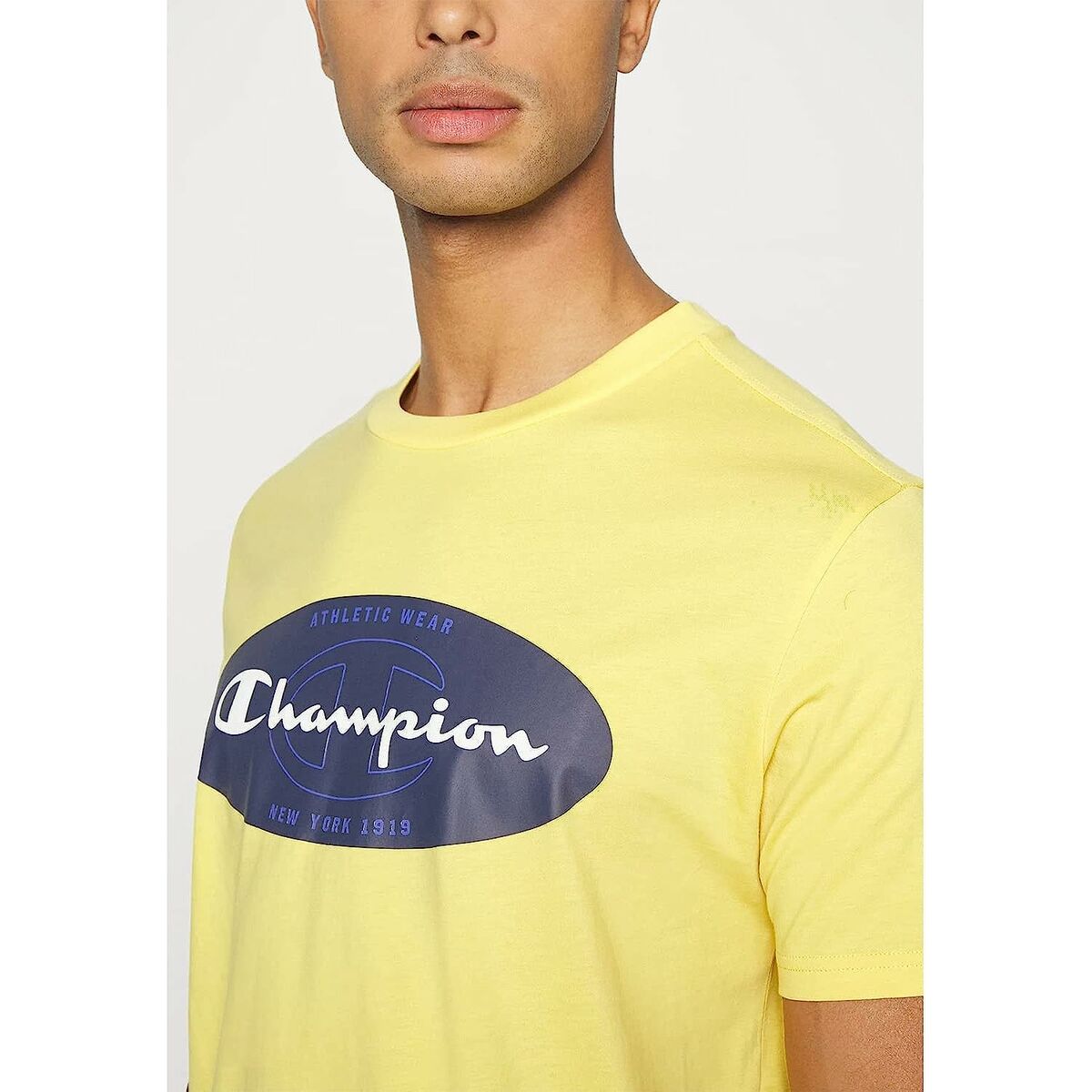 Maglia a Maniche Corte Uomo Champion Crewneck Giallo