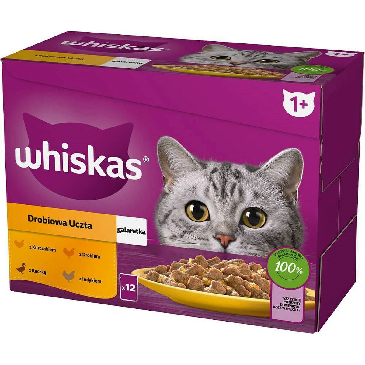 Cibo per gatti Whiskas                                 Pollo Tacchino Anatra Uccelli 12 x 85 g