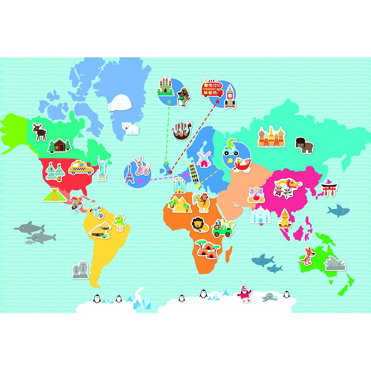 Gioco Magnetico Apli World Map Multicolore