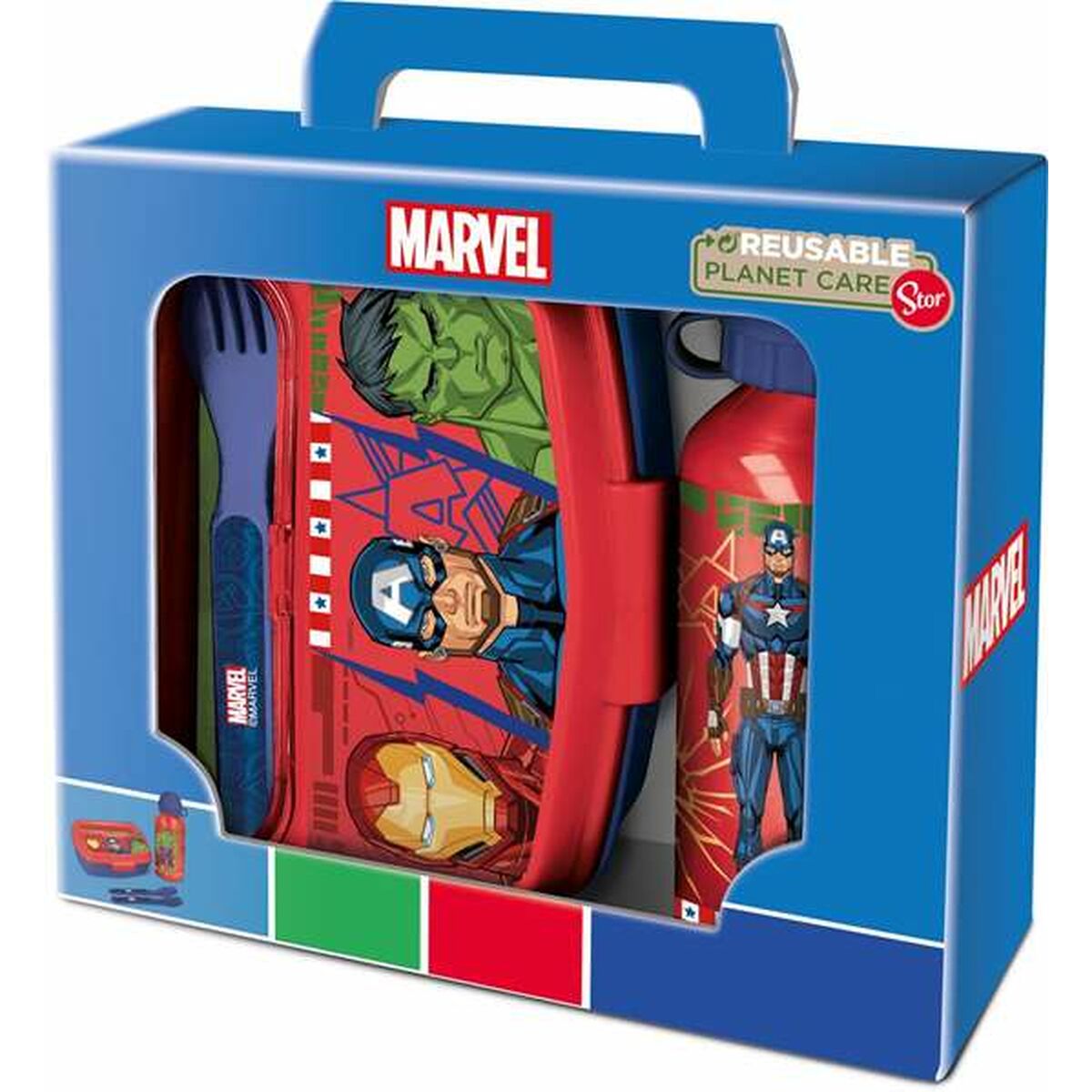 Set da picnic The Avengers Invincible Force 400 ml Posate Piastra Grill Elettrica Bottiglia