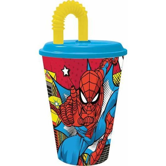 Bicchiere con Cannuccia Spider-Man Arachnid Grid 430 ml