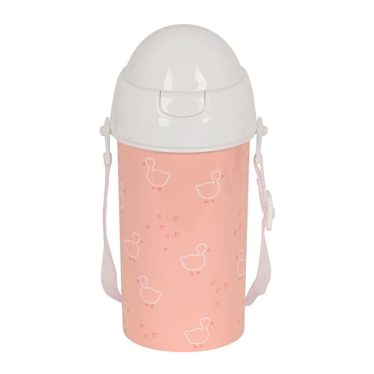 Bottiglia con Tappo e Cannuccia Safta Patito Rosa PVC 500 ml