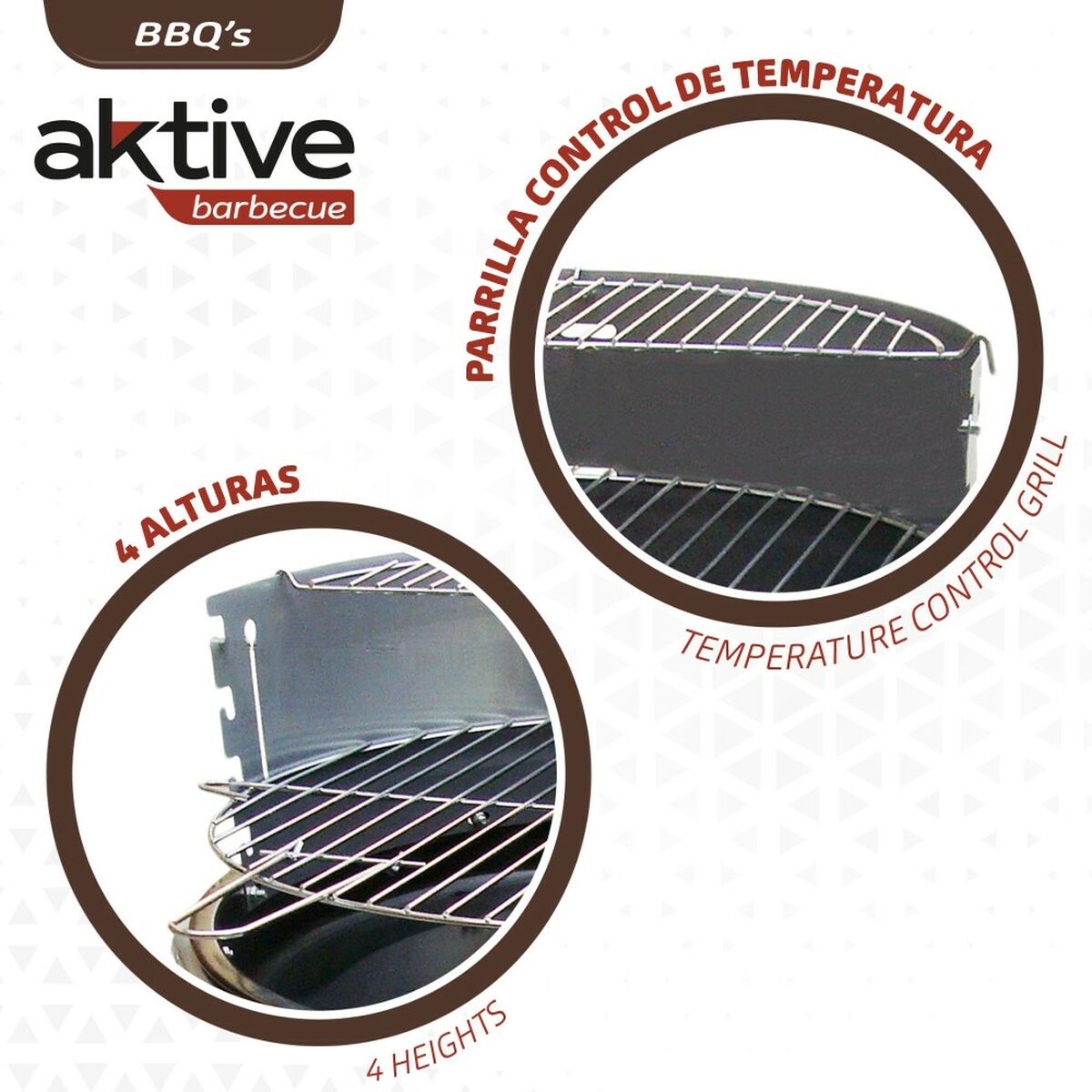 Barbecue a Carboni con Ruote Aktive Metallo smaltato 51 x 82 x 51 cm Nero