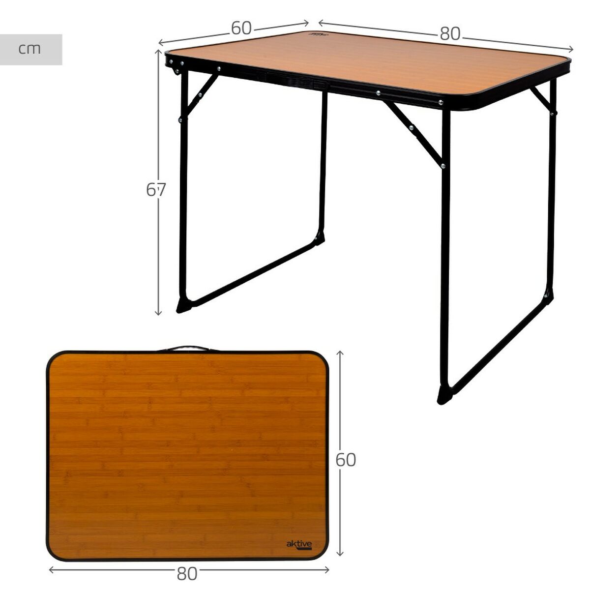 Tavolo Pieghevole Aktive Da campeggio Bambù 80 x 67 x 60 cm