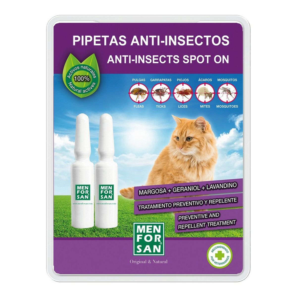 Repellente per insetti Menforsan 2 Unità Pipette Gatto