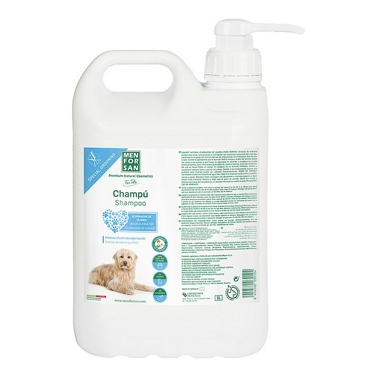 Shampoo Menforsan Talco Cane Eliminazione di odori 5 L