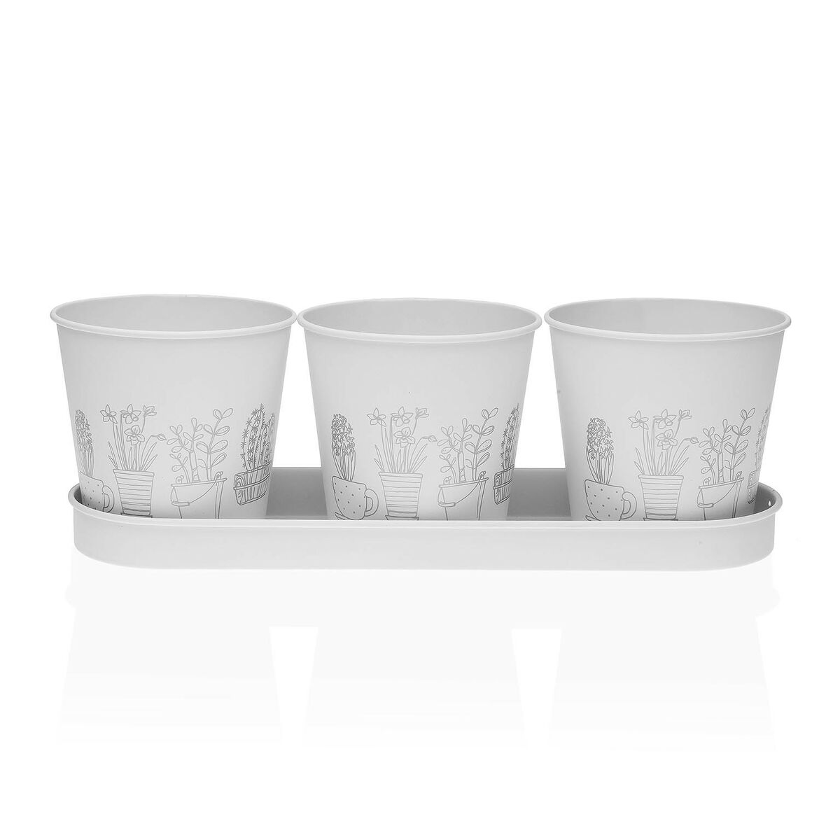 Vaso Versa Bianco Triplo Metallo (11 x 33 cm)