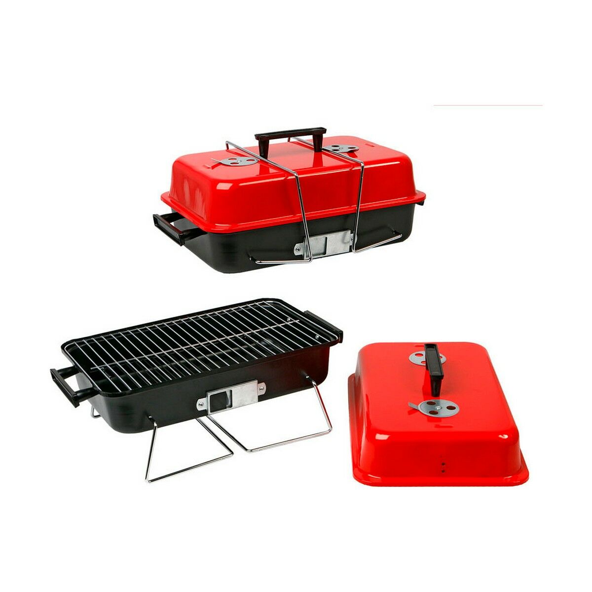 Barbecue Portatile 43 x 25 x 23 cm Rosso/Nero