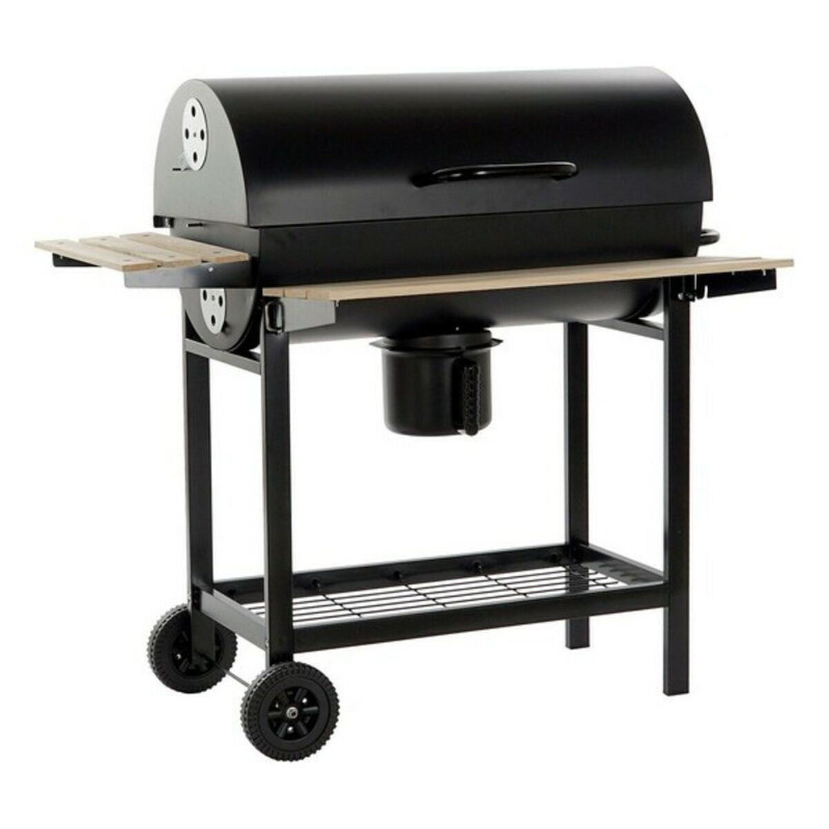 Barbecue a Carbone con Coperchio e Ruote DKD Home Decor Nero Naturale Legno Metallo Acciaio 108 x 71 x 103 cm