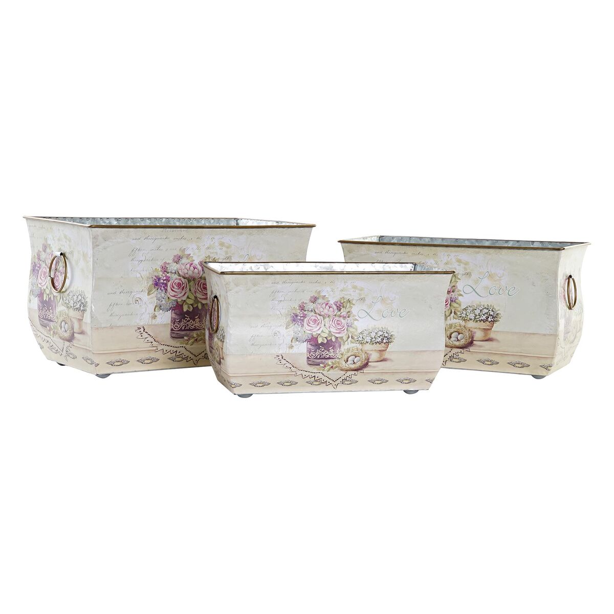 Set di Vasi DKD Home Decor Rosa Metallo Alluminio Fiori Shabby Chic 31 x 18 x 17,5 cm