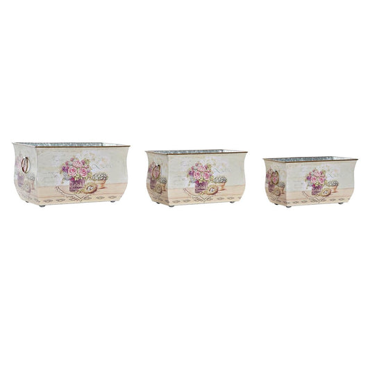 Set di Vasi DKD Home Decor Rosa Metallo Alluminio Fiori Shabby Chic 31 x 18 x 17,5 cm